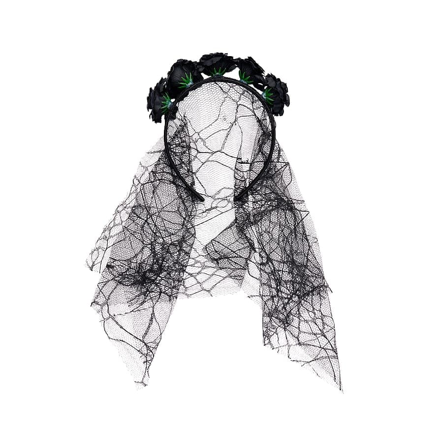 Flower Veil Headband Black