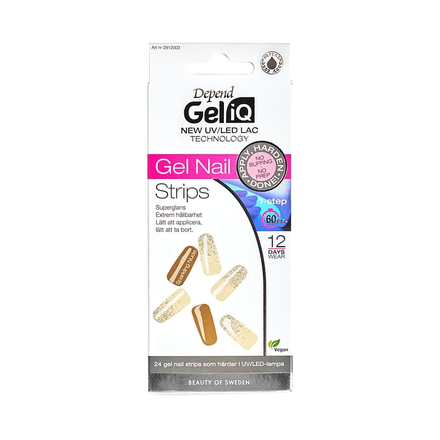 Gel iQ Gel Nail Strips Semi Cured 003 Sparkling Nude