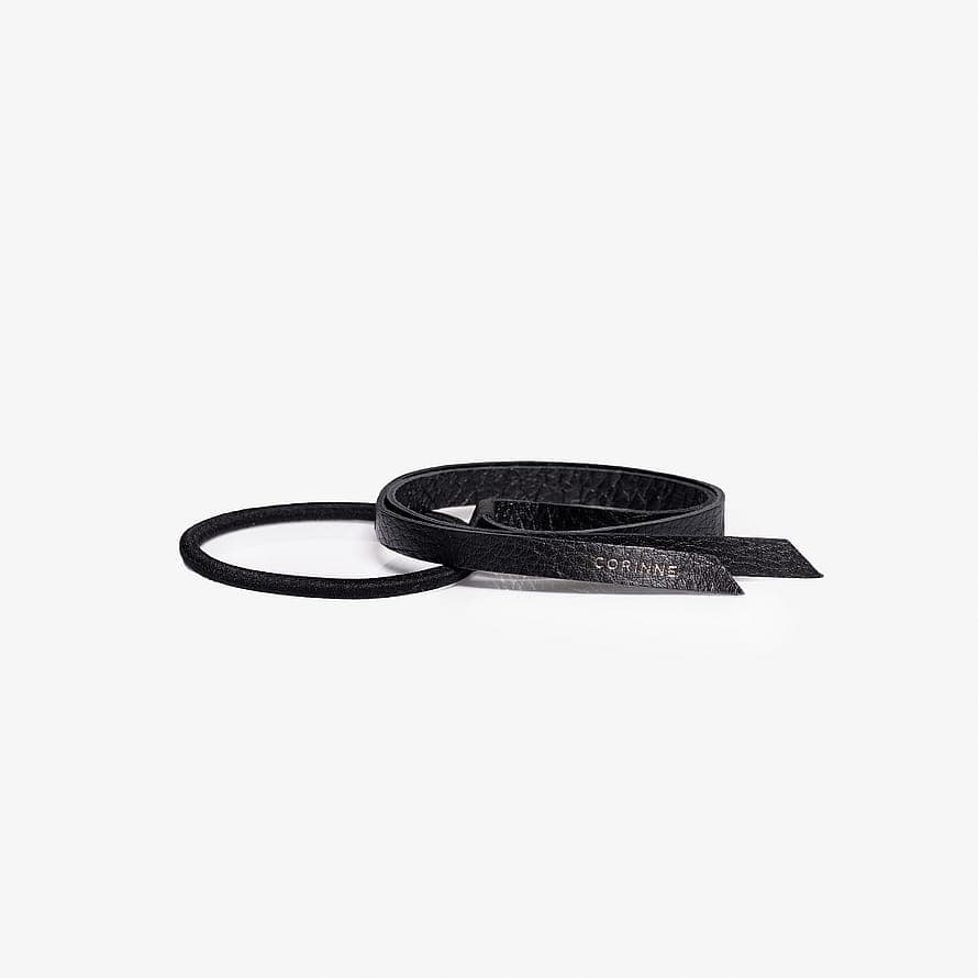 Leather Band Short Narrow Black