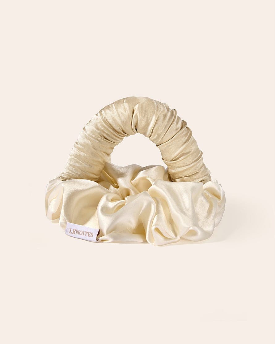 Blowout Tie in Mulberry Silk Golden Sand, Small
