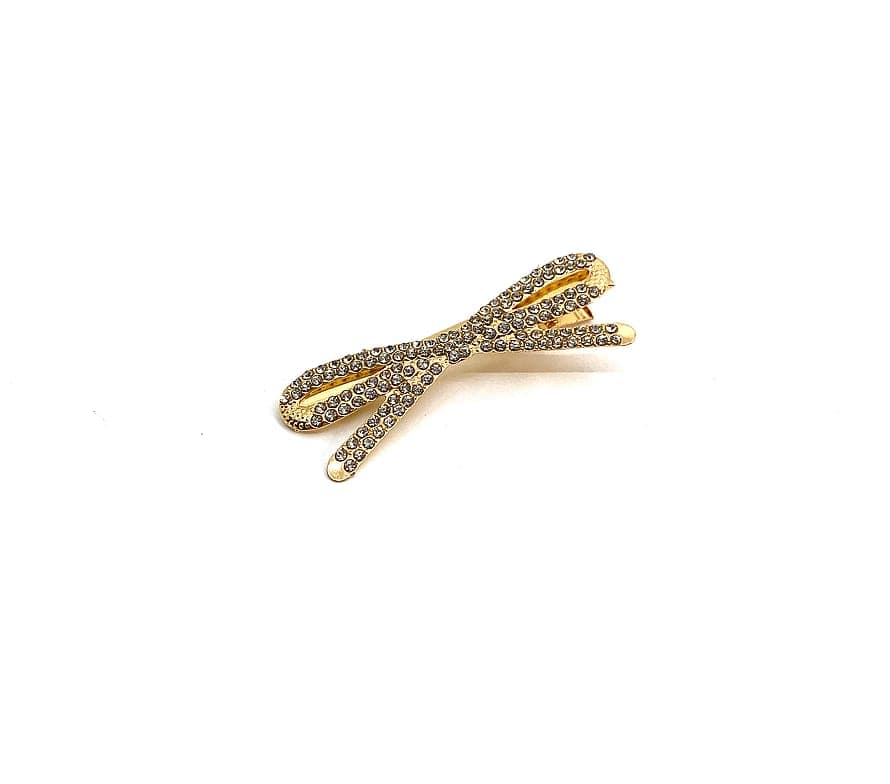 Glitter Snap Bow Thin Gold