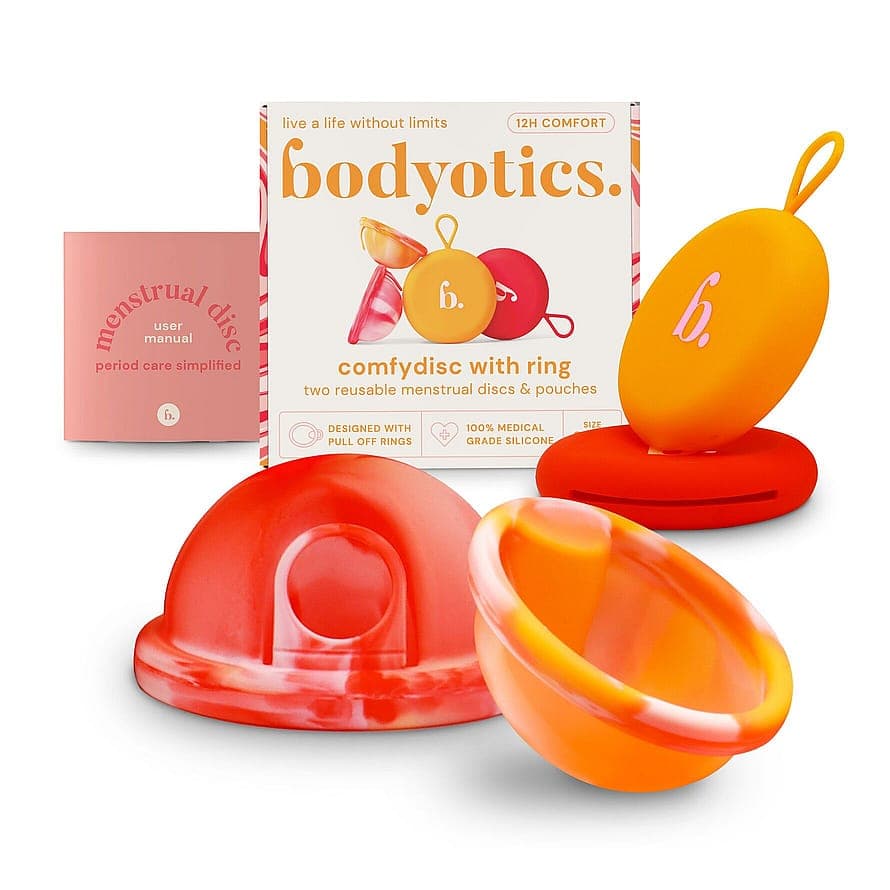 ComfyDisc Reusable Menstrual Discs S & L Orange/Red 2 pcs