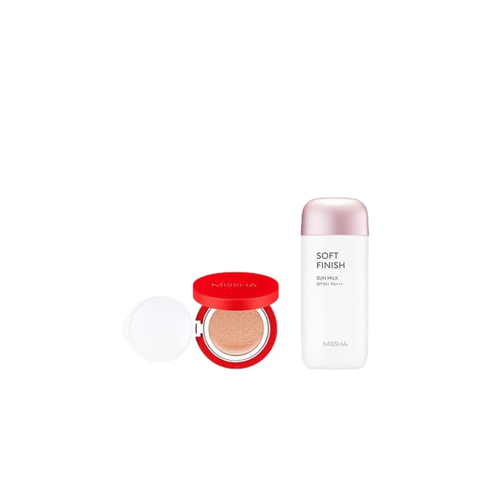 MISSHA - All-Around Safe Block Soft Finish Sun Milk SPF50+ PA+++ - 70ml X MISSHA - Velvet Finish Cushion SPF50+ PA+++ - 15g - 23
