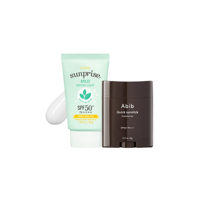 Abib - Quick Sunstick Protection Bar SPF50+ PA++++ - 22g X ETUDE - Sunprise Mild Watery Light Sunscreen SPF 50+ PA++++ - 50g Set