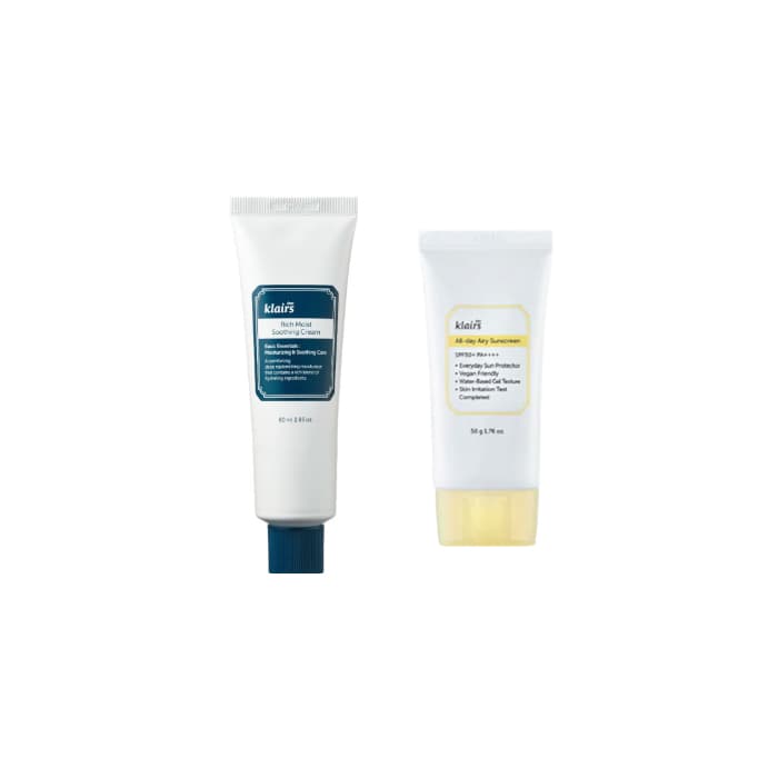 Dear; Klairs Rich Moist Soothing Cream - 80ml + All-day Airy Sunscreen SPF50+ PA++++ - 50g (1ea) Set