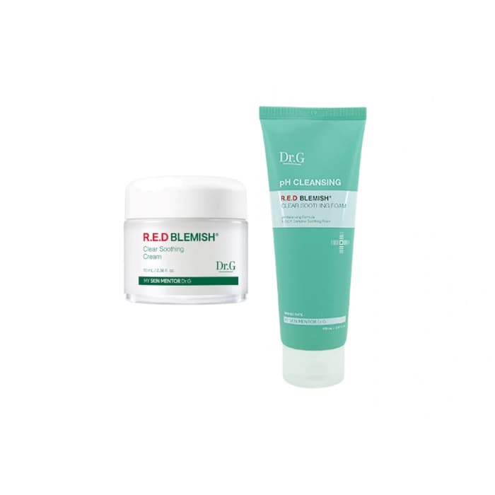 Dr.G - R.E.D Blemish Clear Soothing Cream - 70ML - 70ml - White (1ea) + R.E.D Blemish Clear Soothing pH Cleansing Foam 150ml -