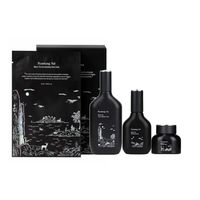 Pyunkang Yul Black Tea Deep Infusion Toner - 130ml (1ea) + Black Tea Boosting Serum - 45ml (1ea) + Black Tea Revitalizing Mask