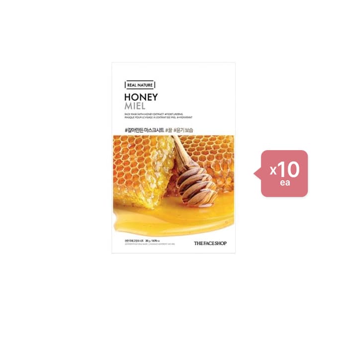 THE FACE SHOP - Real Nature Face Mask - Honey - 1pc (10ea) Set