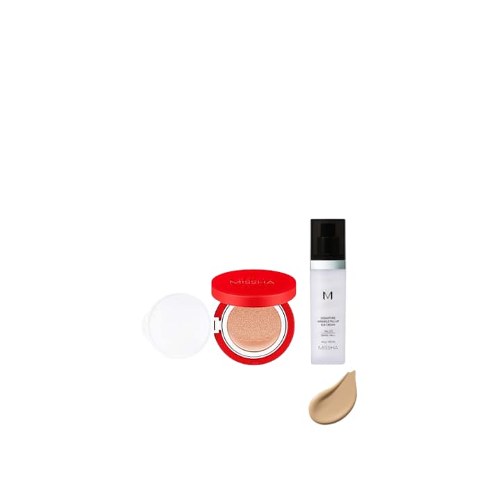 MISSHA - Signature Wrinkle Fill Up BB Cream (SPF37 PA++) - No.23/44g X MISSHA - Velvet Finish Cushion SPF50+ PA+++ - 15g - 23