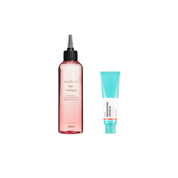 A'PIEU - Raspberry Hair Vinegar - 200ml X A'PIEU - Madecassoside Cica Gel 2X - 50ml