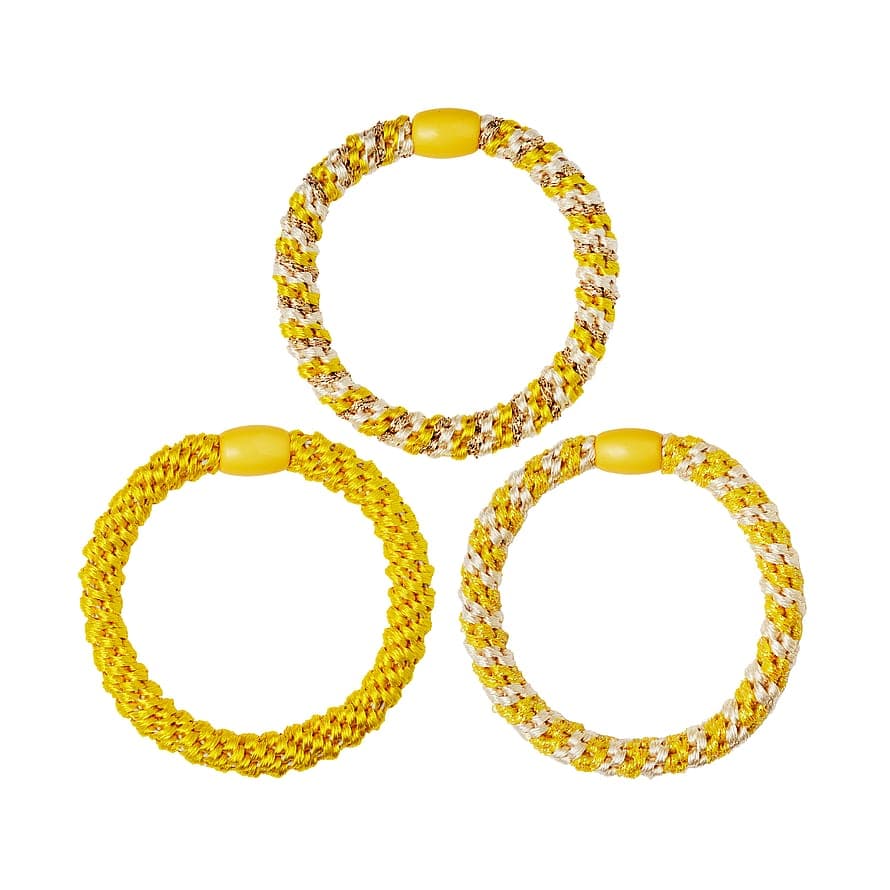 Woven Hair Tie Yellow 3-P