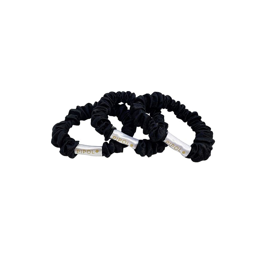 Satin Love Scrunchies 3-pack Black