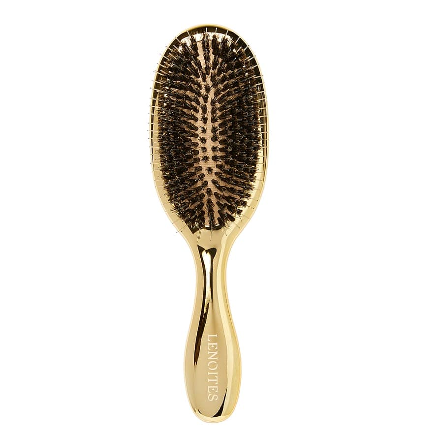 Wild Boar Hair Brush with Cleaning Tool Gold