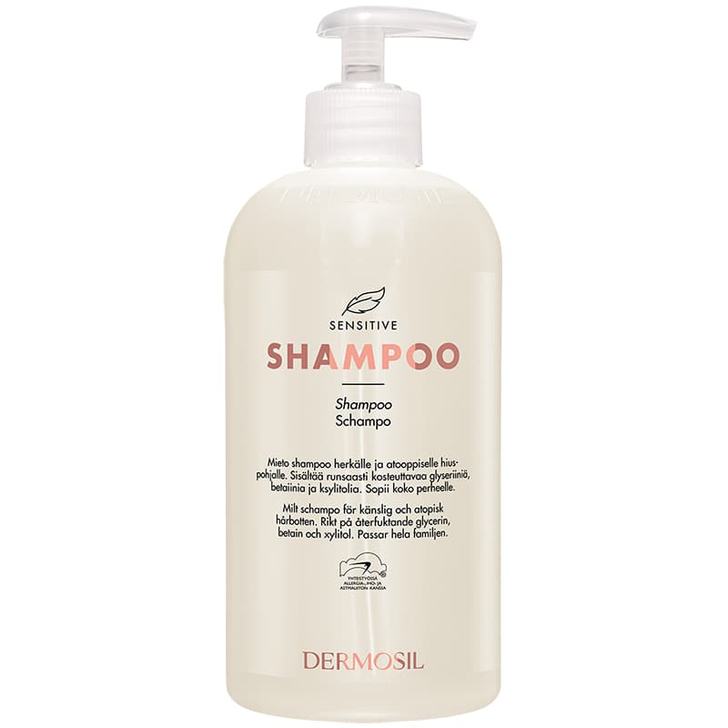 Sensitive shampoo - hajusteeton ja väriaineeton hellävarainen shampoo, herkälle ja atooppiselle iholle