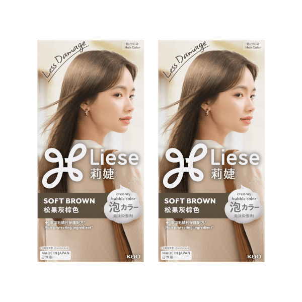 Kao - Liese Creamy Bubble Color (Natural Series) - Soft Brown -Dou Set