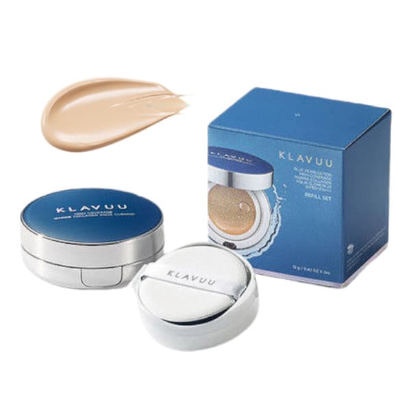 KLAVUU - Blue Pearlsation High Coverage Marine Collagen Aqua Cushion SPF50+ PA+++ - 12g - No. 21 with Refill