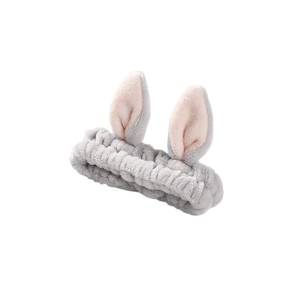 MsBlossom - Face Wash Animal Ribbon Headband - 1pc - Grey