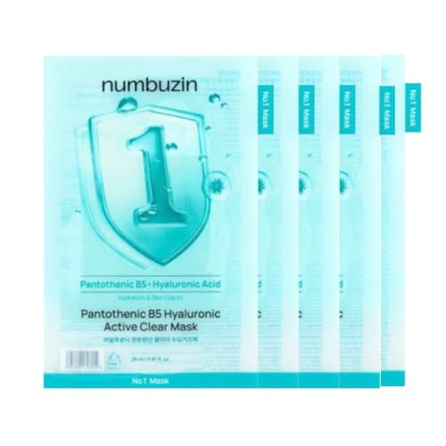 numbuzin - No. 1 Pantothenic B5 Hyaluronic Active Clear Mask (New Version of No.1 Dewy Glow Spa Sheet Mask) - 27g*5ea