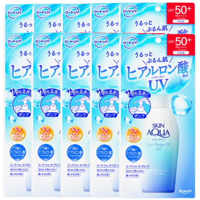 Rohto Mentholatum - Skin Aqua Sunscreen Super Moisture Gel Pump SPF50+ PA++++ - 140g - White (10ea) Set