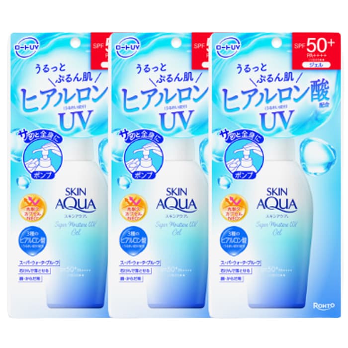 Rohto Mentholatum - Skin Aqua Sunscreen Super Moisture Gel Pump SPF50+ PA++++ - 140g - White (3ea) Set