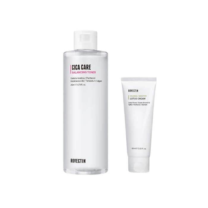 ROVECTIN - Cica Care Purifying Toner - 260ml (1ea) + Calming Lotus Cream (New Version) - 60ml (1ea) Set