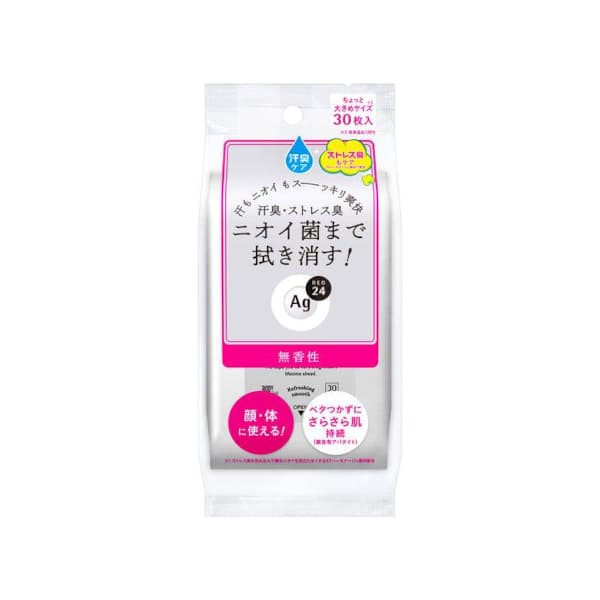Shiseido - Ag Deo 24 Clear Shower Sheet - 30pcs - Unscented