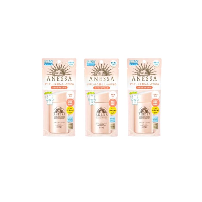 Shiseido Anessa Perfect UV Sunscreen Mild Milk For Sensitive Skin SPF50+ PA++++ - 60ml (3ea) Set