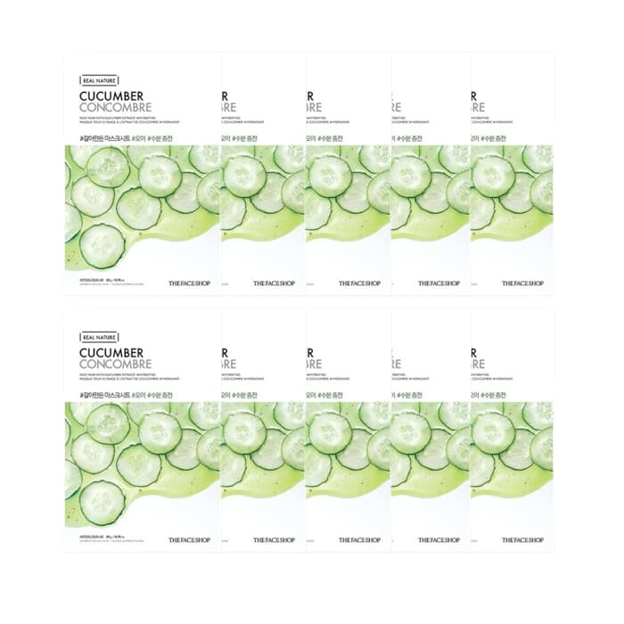 THE FACE SHOP - Real Nature Face Mask - Cucumber - 1pc (10ea) Set