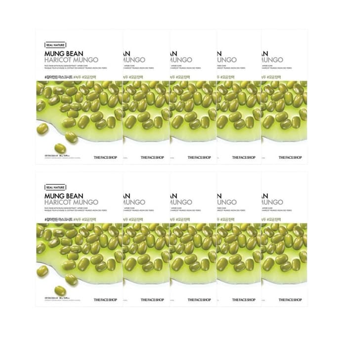 THE FACE SHOP - Real Nature Face Mask - Mung Bean - 1pc (10ea) Set