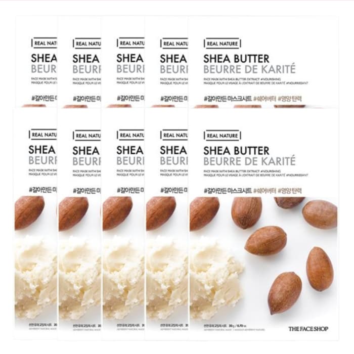 THE FACE SHOP - Real Nature Face Mask - Shea Butter - 1pc (10ea) Set