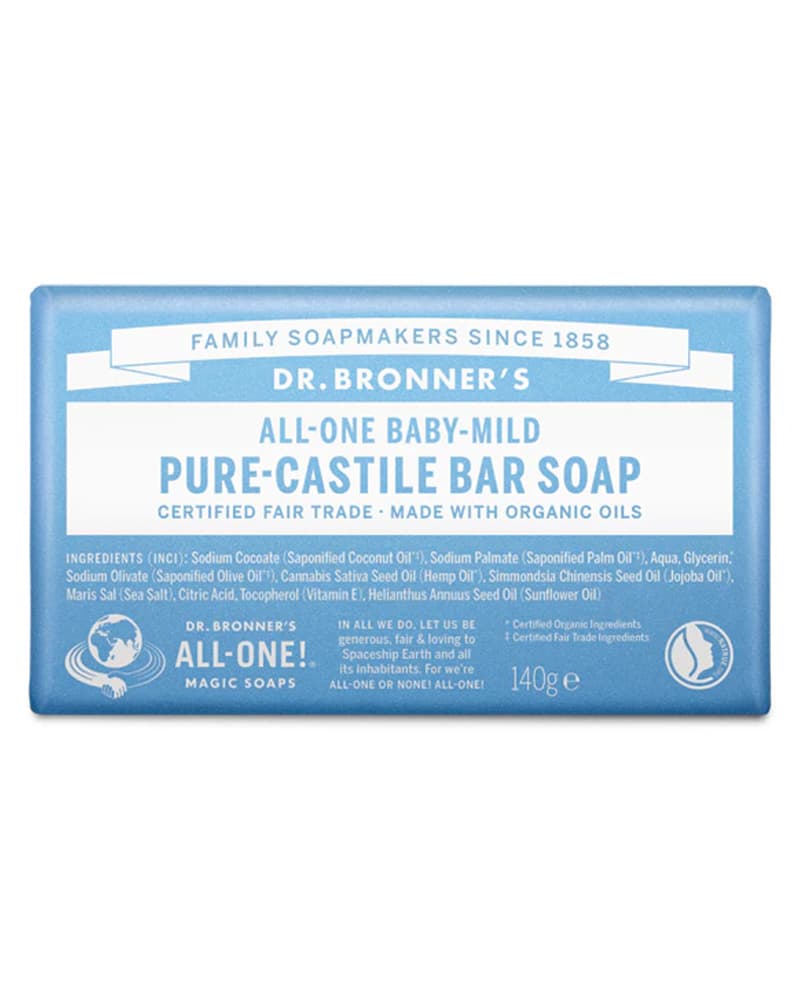 Dr. Bronner"'s Pure-Castile Bar Soap Baby-Mild (Unscented) 140 g