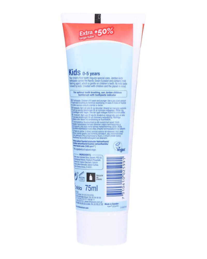 Jordan Kids Toothpaste 0–5 years 75 ml