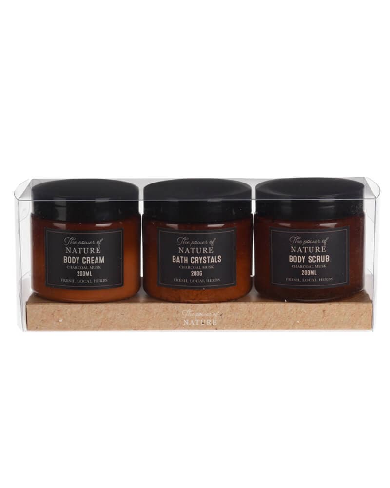 Excellent Houseware Badesæt Charcoal Musk 200 ml 3 stk.
