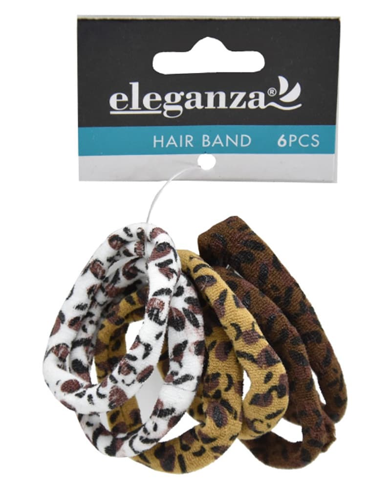 Eleganza Hårelastikker Leopard Print 6 stk.