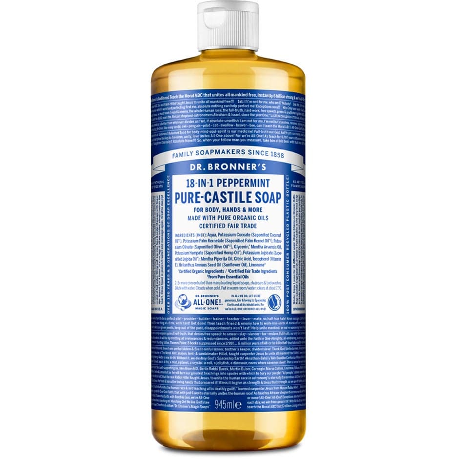 Dr. Bronner"'s Pure Castile Liquid Soap Peppermint 945 ml