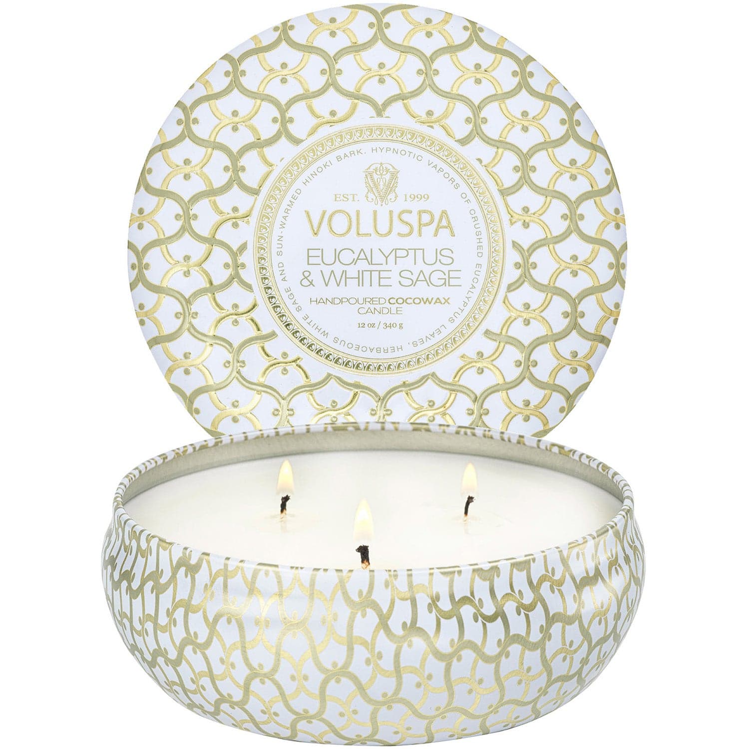 Voluspa 3-Wick Tin Candle Eucalyptus & White Sage - 340 g