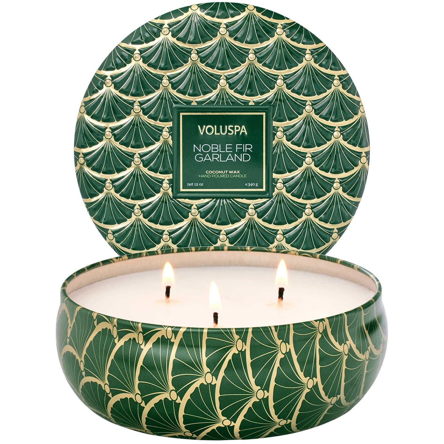 Voluspa 3-Wick Tin Candle Noble Fir Garland - 340 g