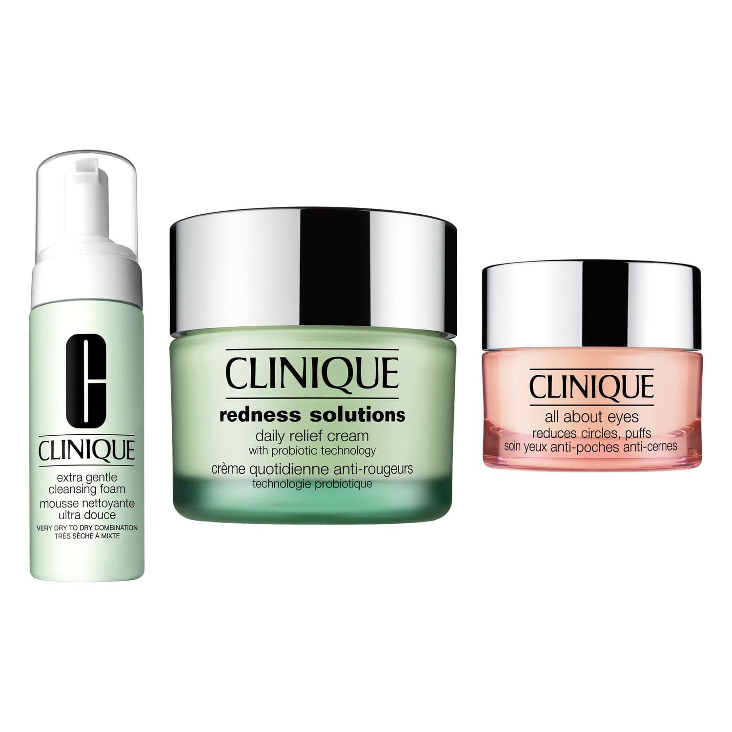 Clinique Sensitive Skin Essentials Set Cleansing Foam 125 Ml, Face Cream 50 Ml, Eye Cream 15 ml - 190 ml
