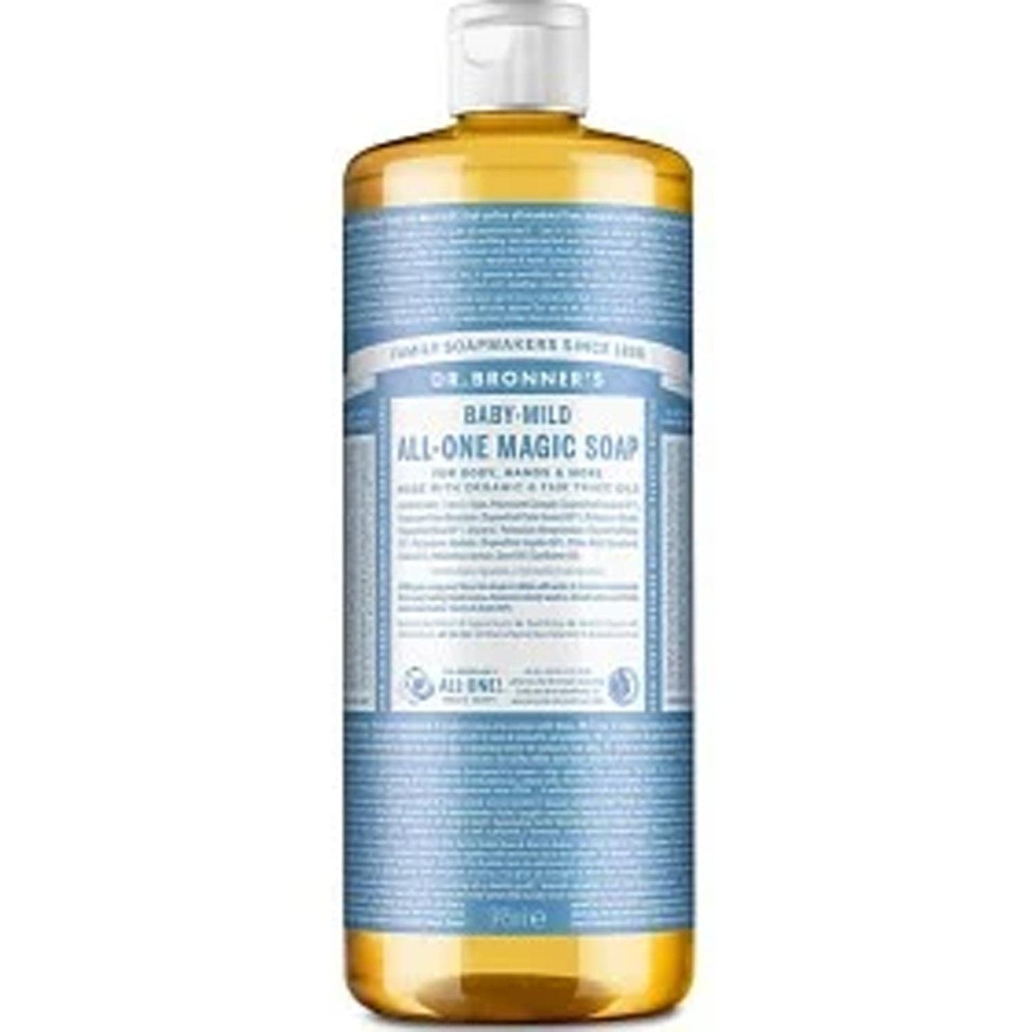 Dr. Bronner"'s Pure Castile Liquid Soap Baby-Mild Unscented For Body, Hands & More - 945 ml