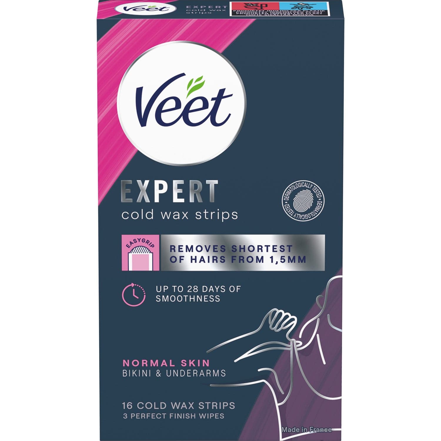 Veet Expert Cold Wax Strips Bikini & Underarms Normal Skin 16 kpl