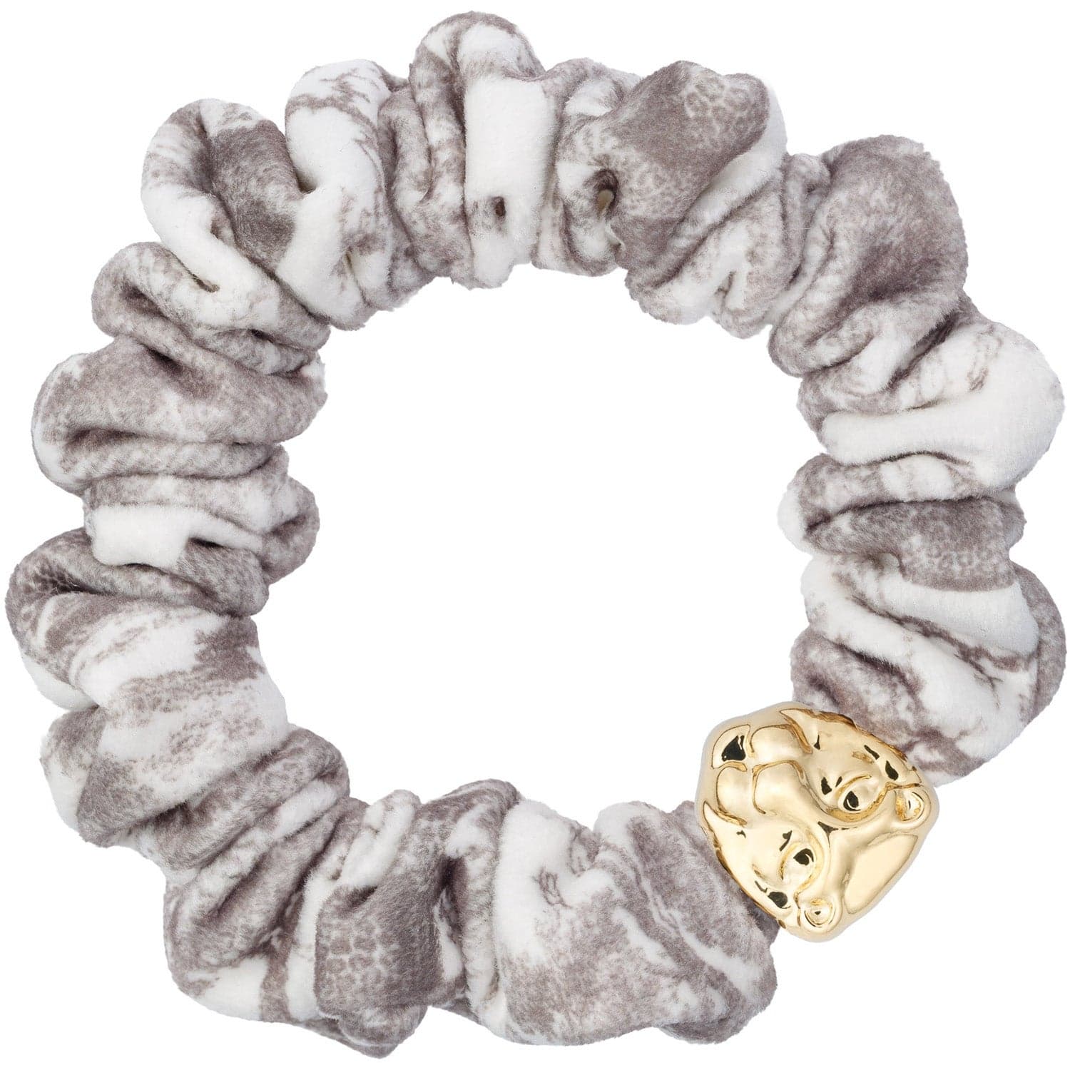 Dark Velvet Mini Scrunchie Warm Taupe Savannah Pattern - 1 pcs