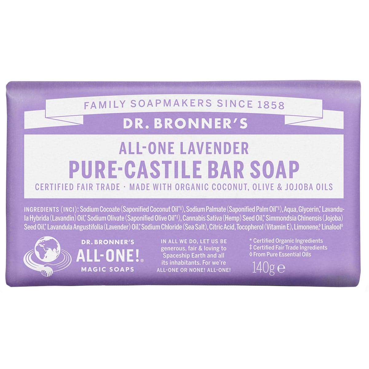 Dr. Bronner"'s Bar Soap Lavender - 140 g