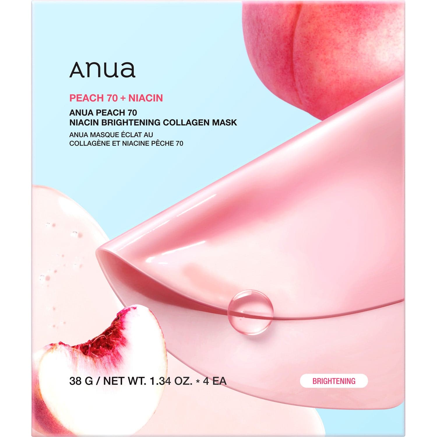 Anua Peach 70 Niacin Brightening Collagen Mask 4pk