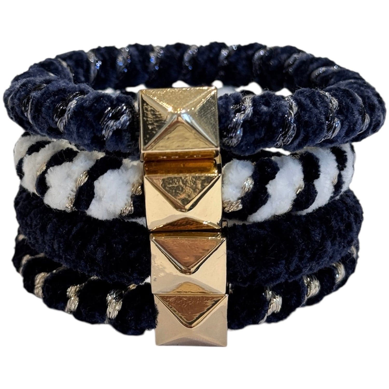 DARK Fluffy Fat Hair Tie Navy Blue Mix 4pk