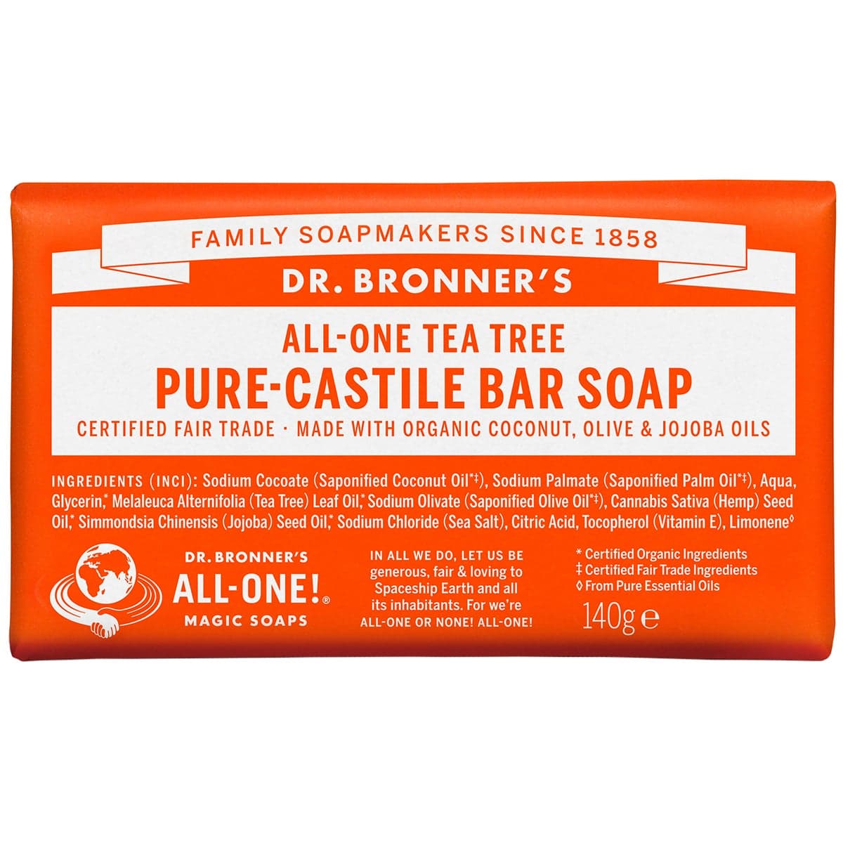 Dr. Bronner"'s Magic Soaps All-One Hemp Tea Tree 140 g
