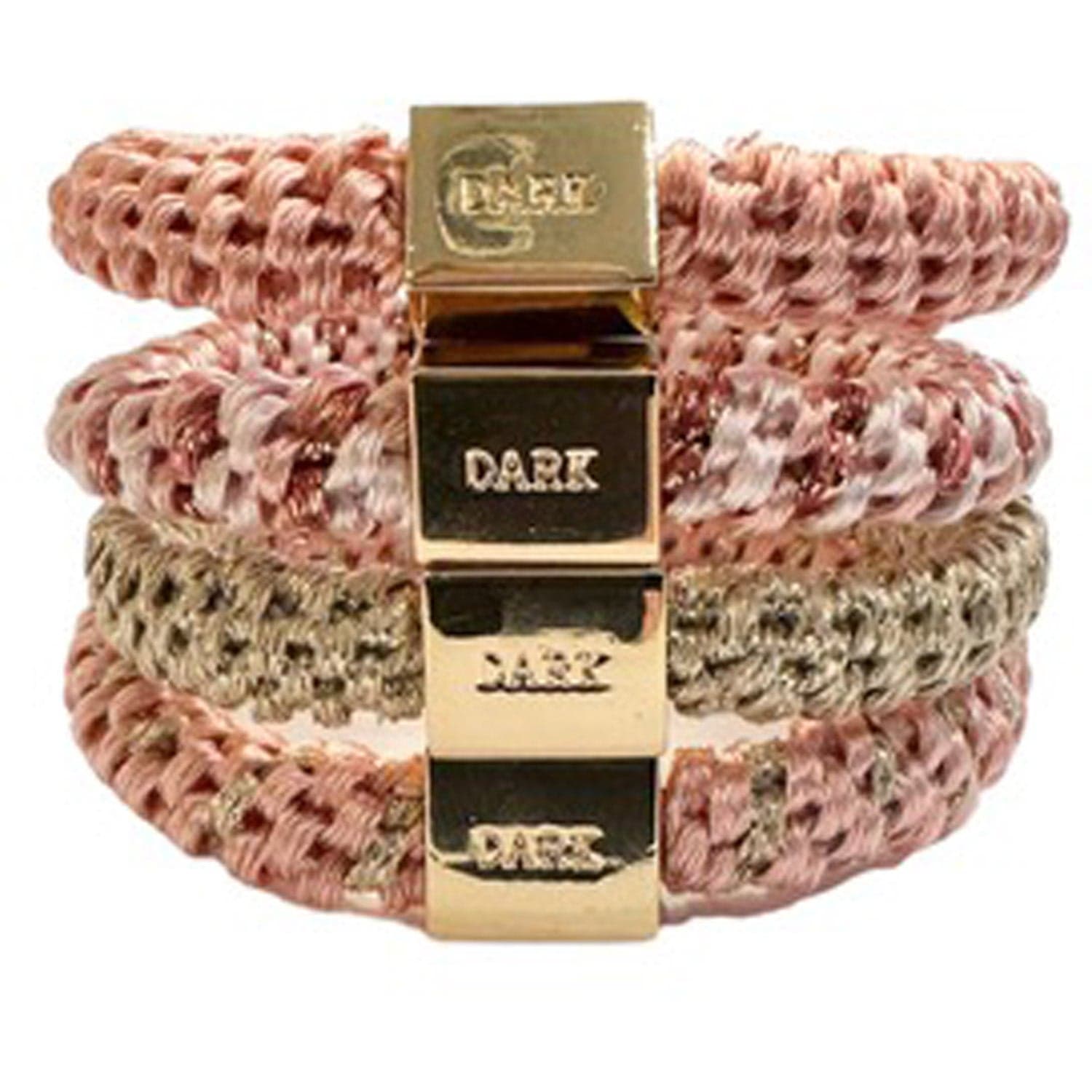 Dark Fat Hair Ties 4 pk Combo Rose Mix W/Gold