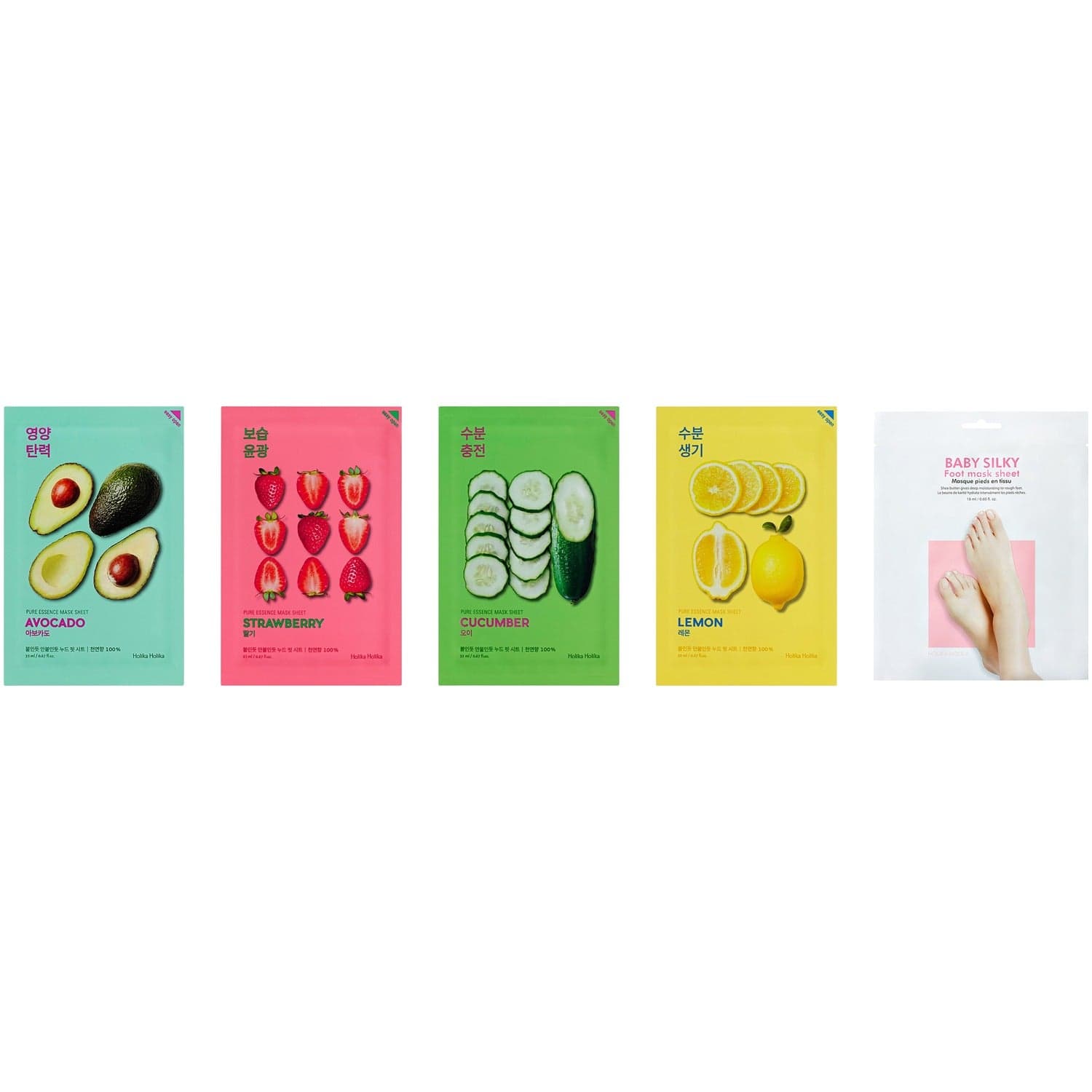 Holika Holika Ultimate Sheet Mask Discovery Set 4 X 20 ml Face Masks & 1 X 18 ml Foot Mask - 98 ml