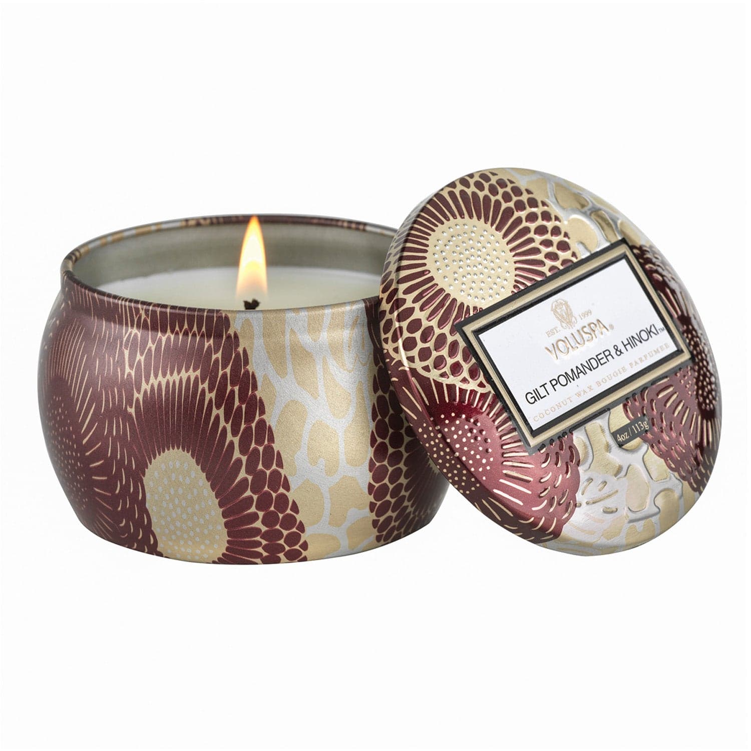 Voluspa Mini Tin Candle Gilt Pomander & Hinoki - 113 g