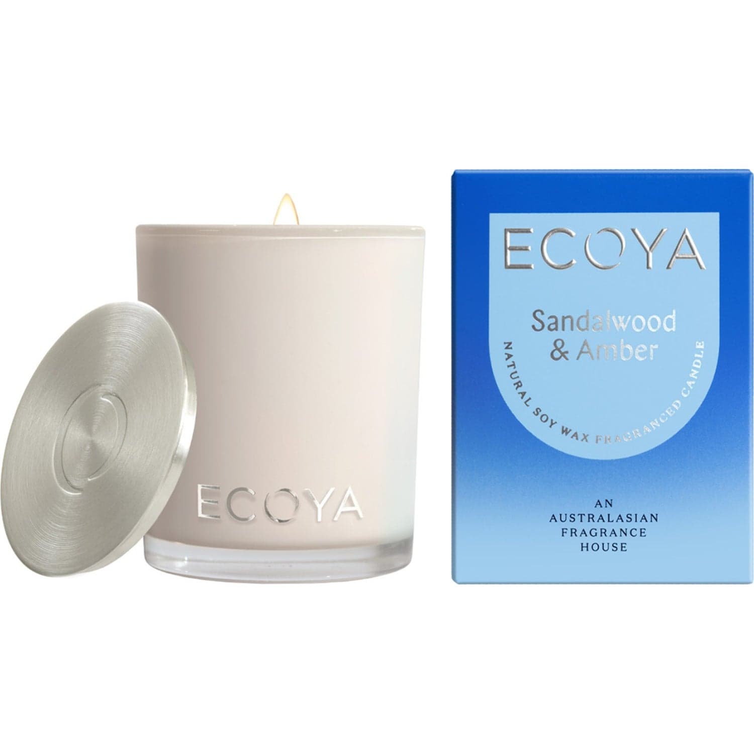 Ecoya Mini Reed Diffuser Scented Candle Sandalwood & Amber - 80 g