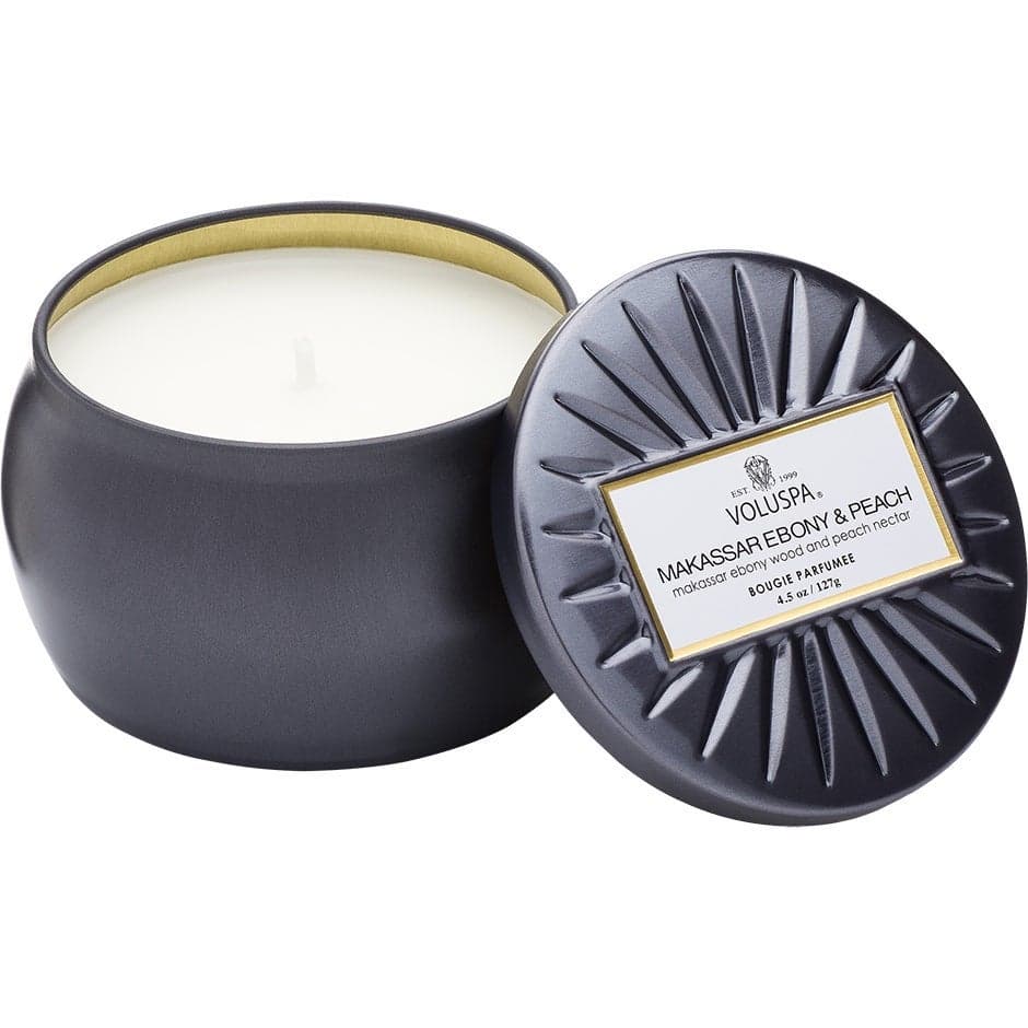 Voluspa Makassar Ebony & Peach Decorative Tin Candle - 127 g